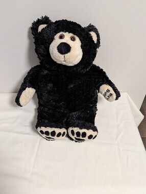 Warm Buddy. Black and Cream Plush Bear Stuffed Animal. Microwave Heating Toy.